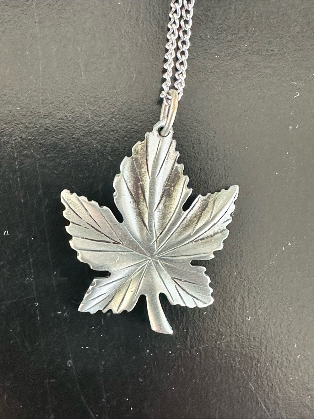 Pewter Maple Leaf Pendant Necklace